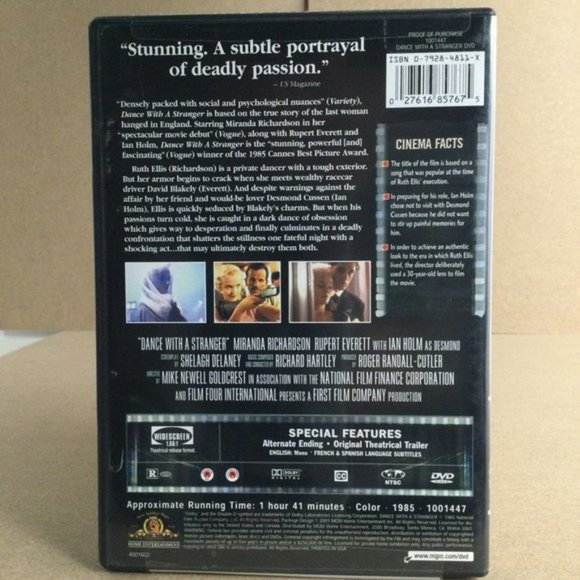 👛 (ANY 4/$20) DVD - DANCE WITH A STRANGER - Picture 3 of 3